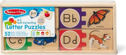 Melissa & Doug Self-Correcting Alphabet Wooden Puzzles with Storage Box (52 pcs) ABC Puzzles, Wooden Alphabet Puzzle for Kids Ages 4+ nirvanaguru