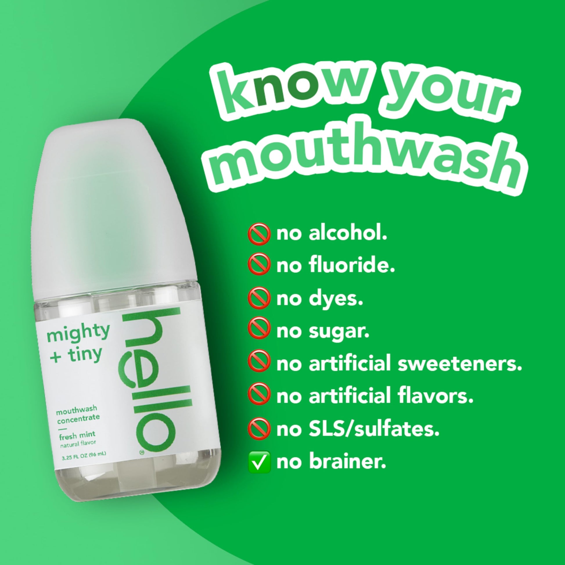 Hello Fresh Mint Mouthwash Concentrate, Alcohol Free for Bad Breath, Travel Size Mouthwash Made with Coconut Oil and Tea Tree Oil, Helps Freshen Breath, 2 Pack, 3.25 Oz Pump Bottles Nirvana Guru