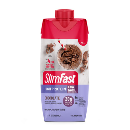 SlimFast Protein Shake with Caffeine, Caramel Macchiato- 20g Protein, Meal Replacement Shakes, High Protein with Low Carb and Low Sugar, 24 Vitamins and Minerals, 12 Count (Pack of 1)