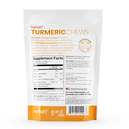 HumanN Turmeric Chews Supplement – Clinically Studied High Absorption Curcumin Complex - Orange Citrus Flavor – from SuperBeets Makers – Joint Health – 30 Count - Nirvana Guru