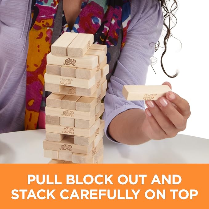 Hasbro Gaming Jenga Wooden Blocks Stacking Tumbling Tower Game | Party Games for Kids & Families | Easter Basket Stuffers | Ages 6+ (Amazon Exclusive) nirvanaguru