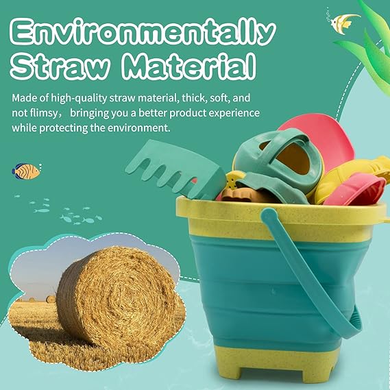 Beach Toys for Kids - Sand Toys Set Includes Collapsible Sand Bucket Shovel and Sand Rake Toy for Beach 12 PCS, Sandbox Toys Sandcastle Building Kit (A) nirvanaguru