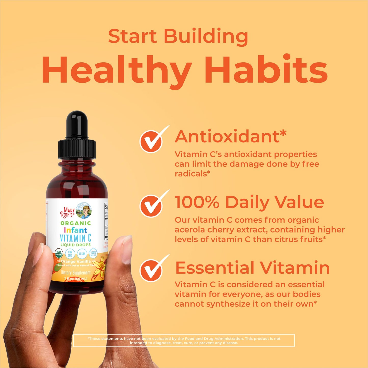 MaryRuth Organics Toddler Vitamin C Drops | USDA Organic Vitamin C Liquid Drops for Toddler | Ages 1-3 Years | Vitamin for Immune Support & Overall Health | Vegan | Non-GMO | Gluten Free | 30 Servings - Nirvana Guru