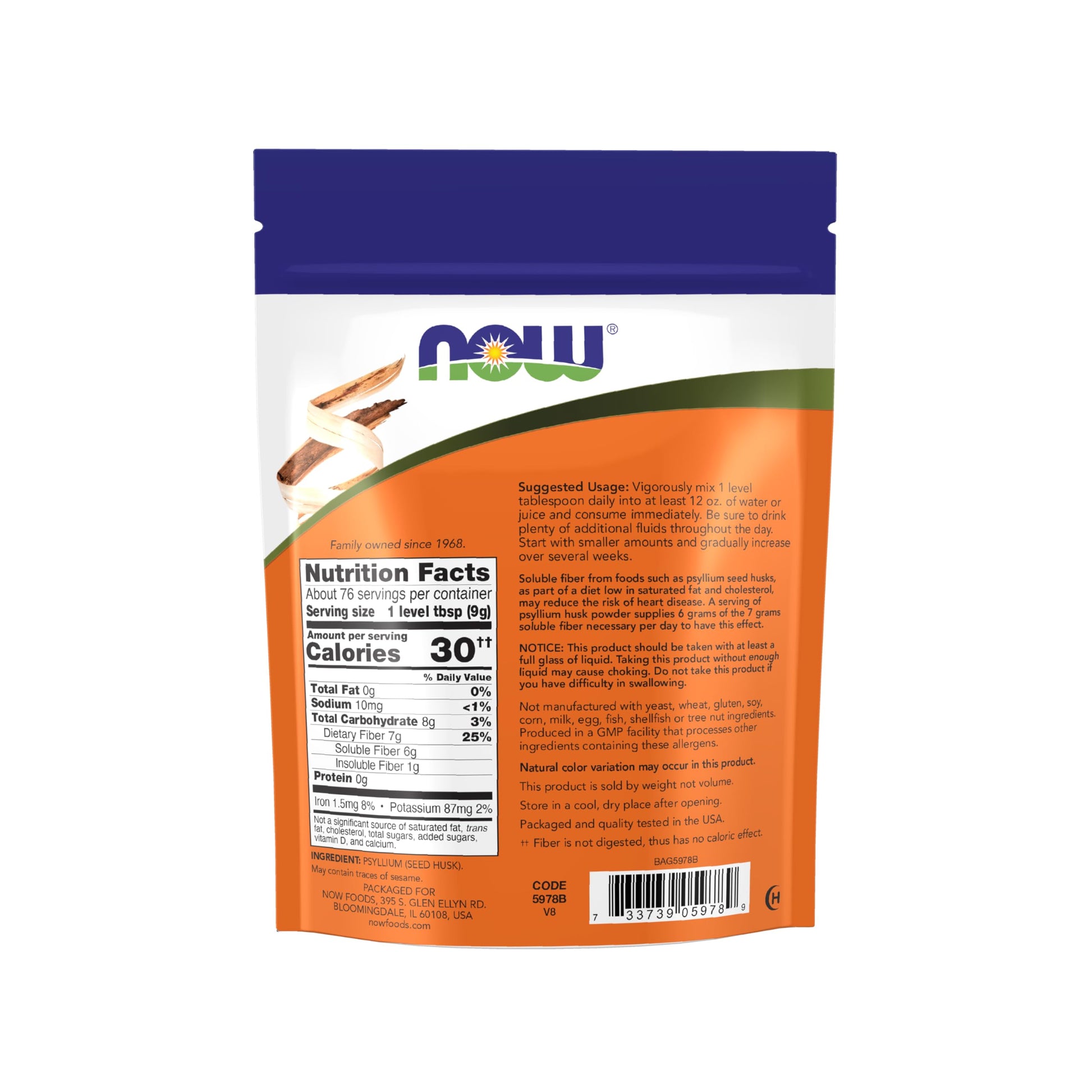 NOW Foods Supplements, Psyllium Husk Powder, Non-GMO Project Verified, Soluble Fiber, 24-Ounce - Nirvana Guru