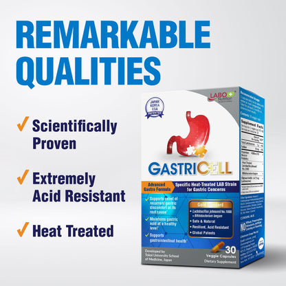 LABO Nutrition GASTRICELL - Acid Reflux, Heartburn, Recurring Gastric Discomfort, Natural Defence Against Gastric Distress 30 Capsules Nirvana Guru