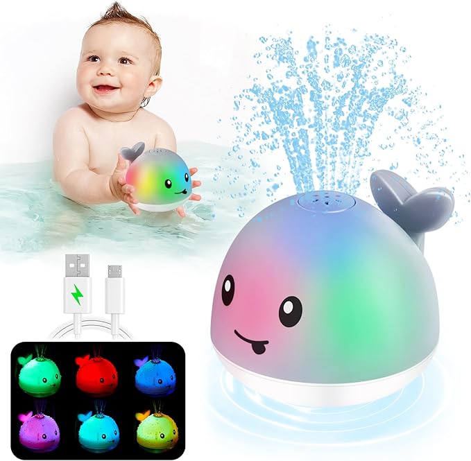 Baby Bath Toys, Toddler Bath Toys for Kids Ages 1-3, Light Up Whale Bath Toy Sprinkler, Pool Water Table Infant Baby Toys 6-12-18 Months, Bathtub Fountain Toy, Toddler 1st Birthday 1 2 3 Gifts nirvanaguru