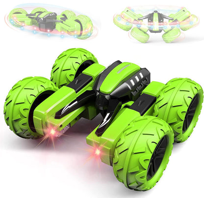 Threeking RC Stunt Cars Remote Control Car Double-Sided Driving 360-degree Flips Rotating Car Toy, Green Nirvana Guru