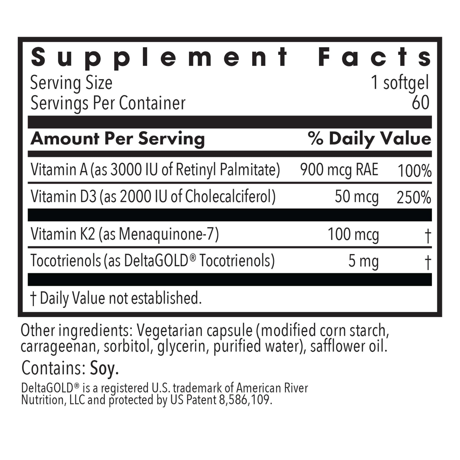 Allergy Research Group Vitamin D3 Complete - Vitamin D3 and K2 Supplement, Daily Balance, with Vitamin A, DeltaGold Tocotrienols, High Potency, Veggie Softgels - 60 Count Nirvana Guru