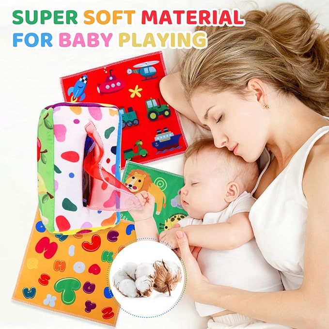 Baby Toys 6 to 12 Months - Tissue Box Toy Montessori for Babies 6-12 Months, Soft Stuffed High Contrast Crinkle Infant Sensory Toys, Boys&Girls Kids Early Learning Gifts nirvanaguru