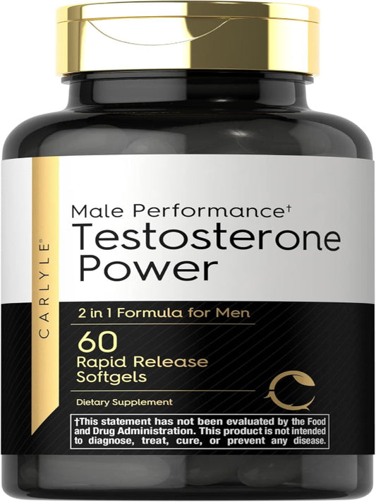 Carlyle Testosterone Supplement for Men | 60 Softgels | for Male Performance | Non-GMO & Gluten Free - Nirvana Guru