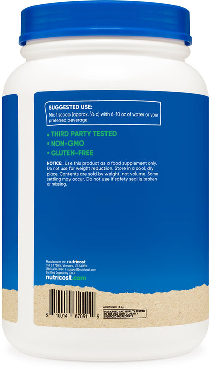 Nutricost Organic Pea Protein Isolate Powder (5LBS) - Unflavored, Certified USDA Organic, Protein from Plants, Vegetarian Friendly, Gluten Free, Non-GMO - Nirvana Guru