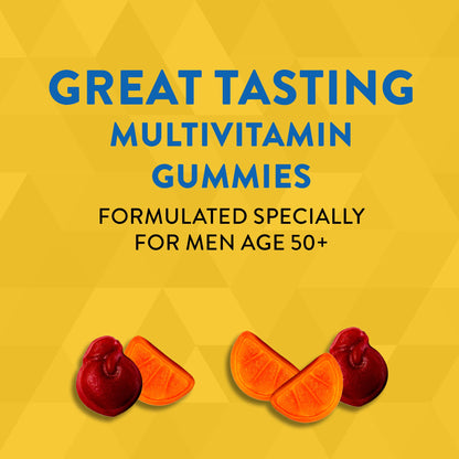 Nature's Way Alive! Men’s 50+ Daily Gummy Multivitamins, Supports Healthy Brain, Eyes, Heart*, B-Vitamins, Gluten-Free, Vegetarian, Fruit Flavored, 60 Gummies (Packaging May Vary) - Nirvana Guru