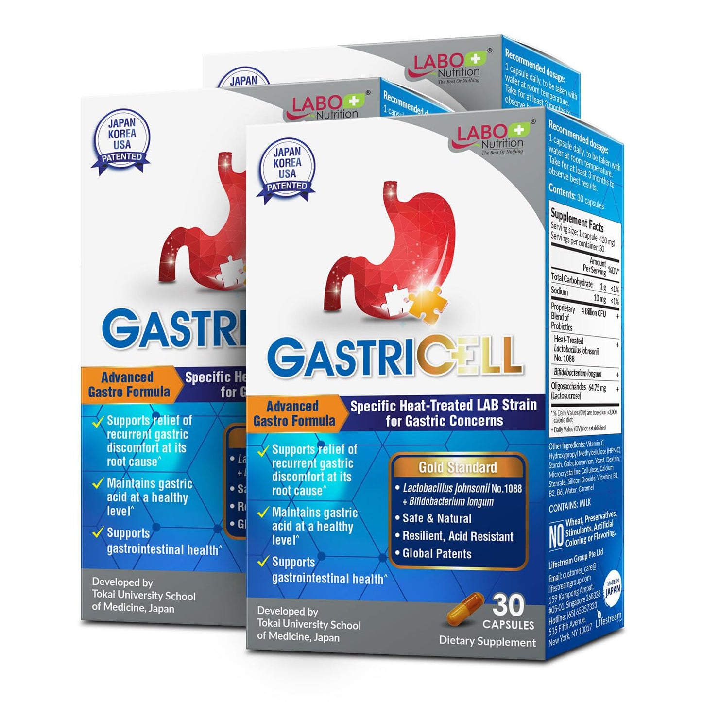 LABO Nutrition GASTRICELL - Acid Reflux, Heartburn, Recurring Gastric Discomfort, Natural Defence Against Gastric Distress 30 Capsules Nirvana Guru