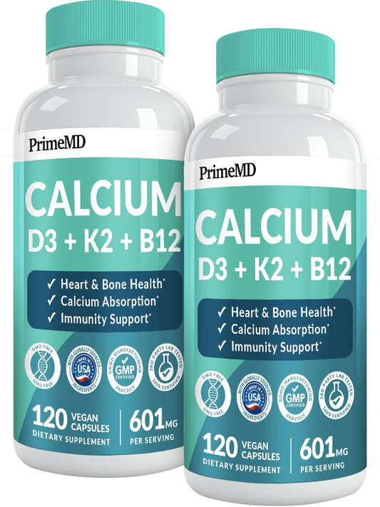 4-in-1 Calcium 1200mg with Vitamin D3 - Calcium Supplement for Women and Men with Vitamin K2 B12 5000 IU - Extra Strength Calcium Citrate for Bone and Heart Support (120ct) Nirvana Guru