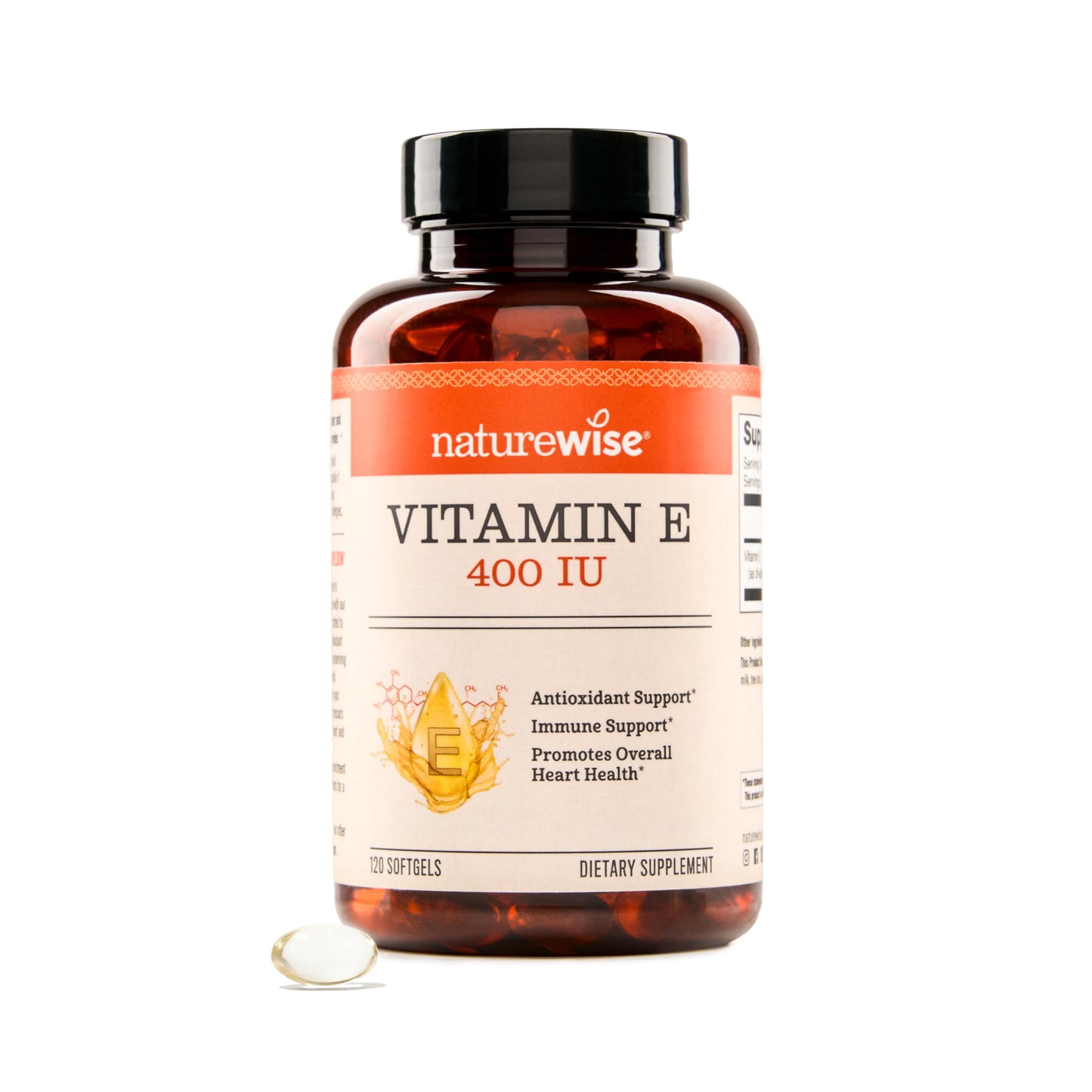 NatureWise Vitamin E 400 IU Softgels (180mg DL-Alpha) - Dairy, Gluten & Soy Free - Antioxidant-Rich Dietary Supplement for Skin, Heart, and Immune Health Support - 4-Month Supply, 120 Count Nirvana Guru