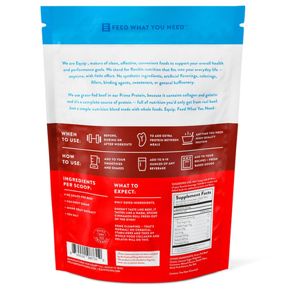 Equip Foods Prime Protein Powder | Clean, Grass Fed Beef Protein Isolate | Carnivore Protein Powder | Paleo, Keto Friendly | Gluten, Dairy Free | Helps Build & Repair Tissue | 30 Servings, Chocolate