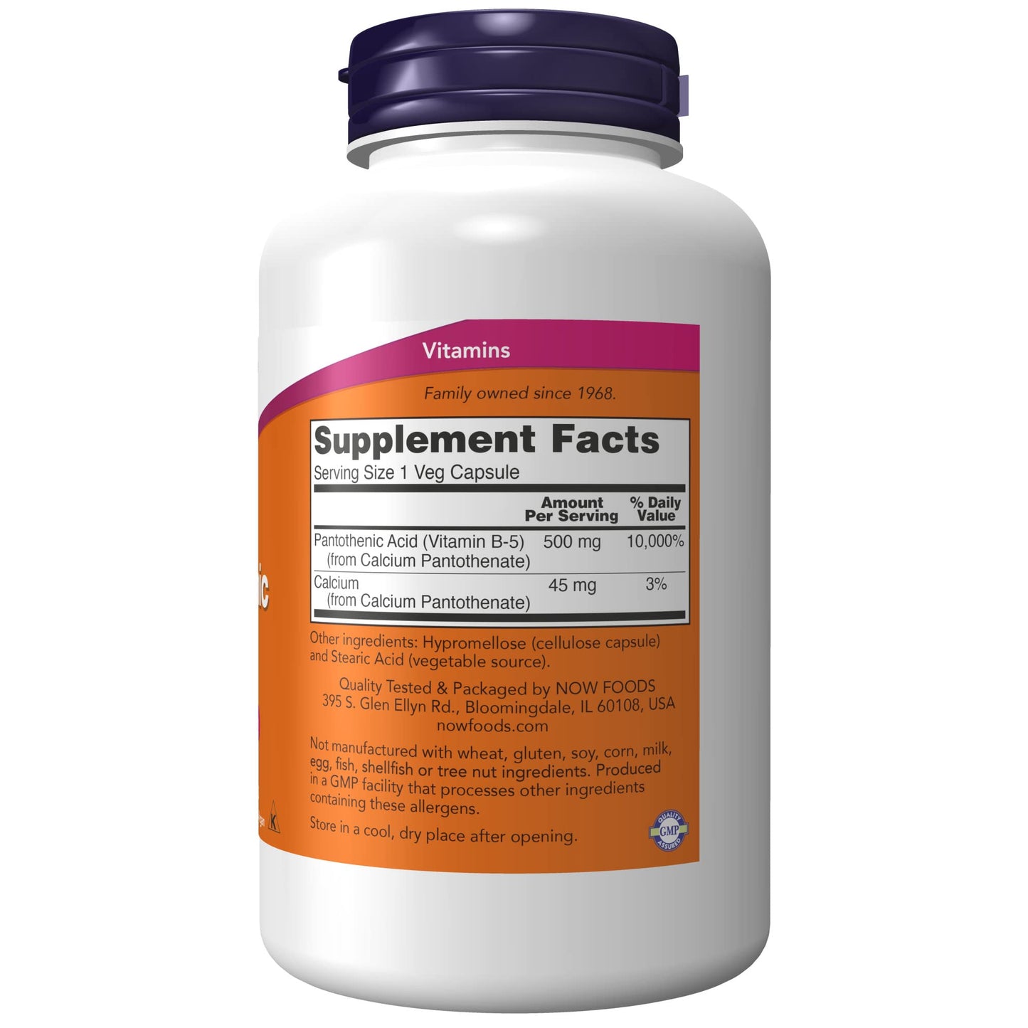 NOW Foods Supplements, Pantothenic Acid (Vitamin B-5) 500 mg, B-Complex Vitamin, 100 Capsules - Nirvana Guru