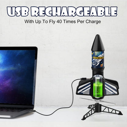 Rocket Launcher for Kids, Self Launching Motorized Air Rocket Toy, Outdoor Toys for Ages 8-12, Model Rockets with Parachute Safely Land, Spaceship Launch up to 200 ft Birthday Gifts for Boys Nirvana Guru