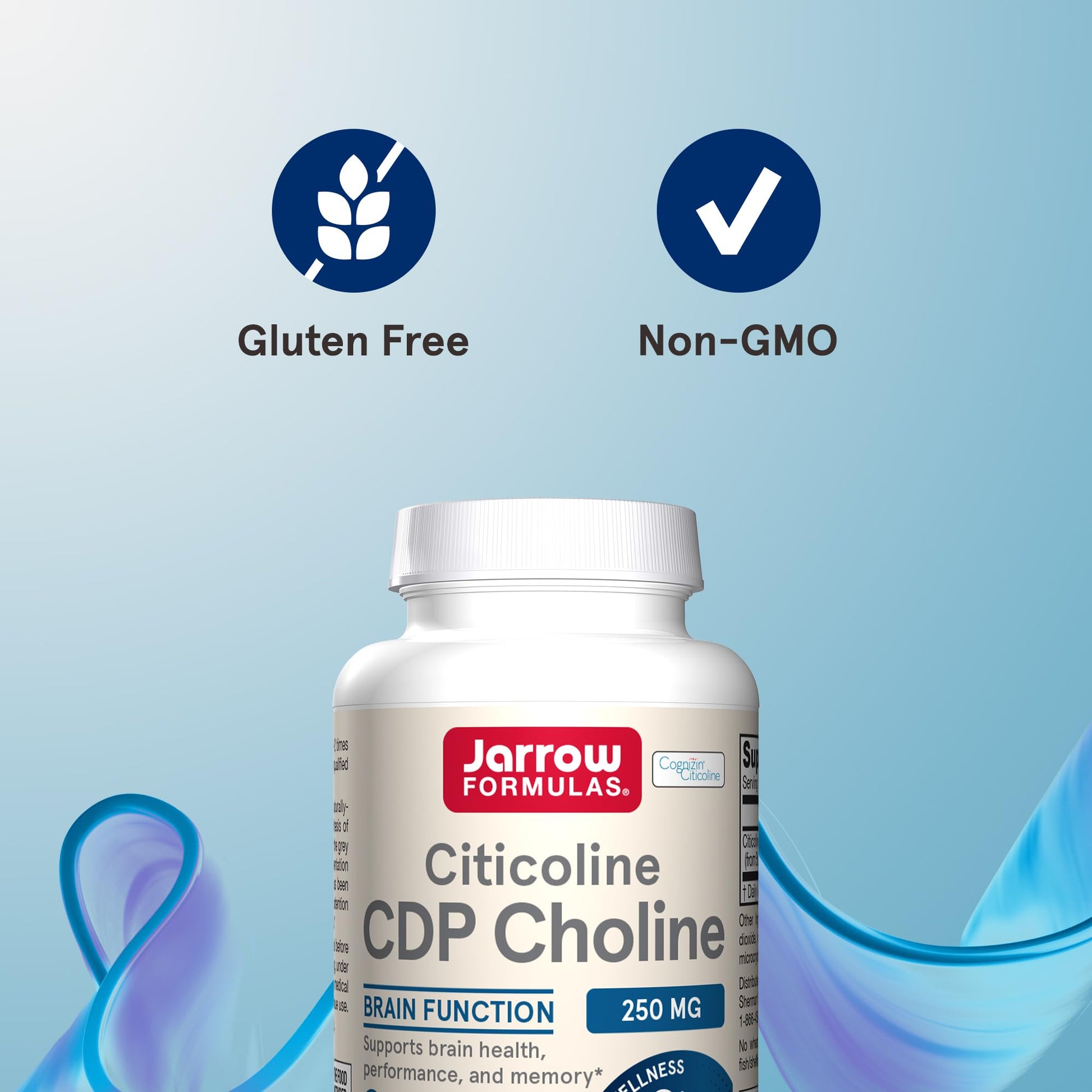 Jarrow Formulas Citicoline CDP Choline 250 MG, CDP Choline Supplement Supports Brain Health, Performance and Memory, 120 Capsules, Up to a 120 Day Supply - Nirvana Guru
