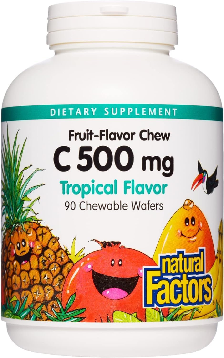 Natural Factors, Kids Chewable Vitamin C 500 mg, Supports Immune Health, Bones, Teeth and Gums, Tangy Orange, 180 Count (Pack of 1) - Nirvana Guru