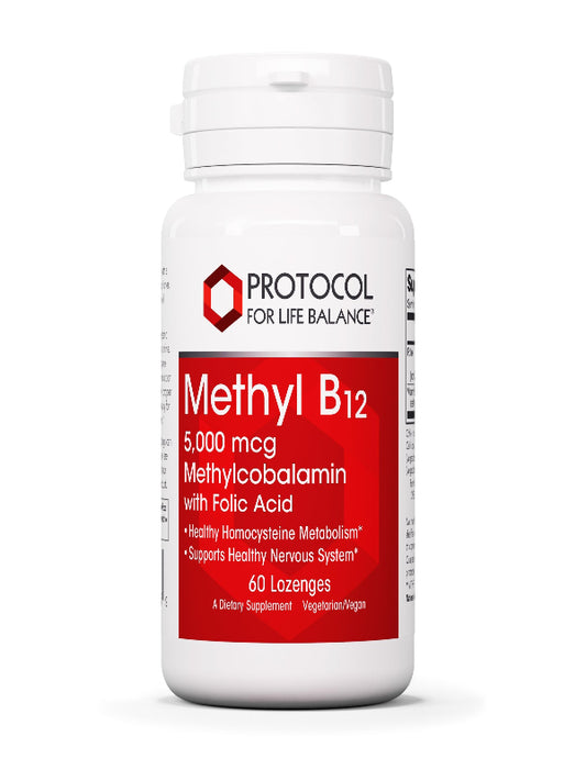 Protocol Methyl B12 5,000mcg - Vitamin B12 for Homocysteine Metabolism* - Supports Brain Health & Healthy Nervous System* - Kosher, Halal & Vegan - 60 Lozenges Nirvana Guru