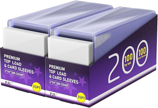400 Card Sleeves Top Loaders for Cards, Toploaders Premium Baseball Card Sleeve Hard Plastic, 3" x 4" Trading Cards Holder, Sports Protectors(200 Toploaders + 200 Penny Sleeves) nirvanaguru