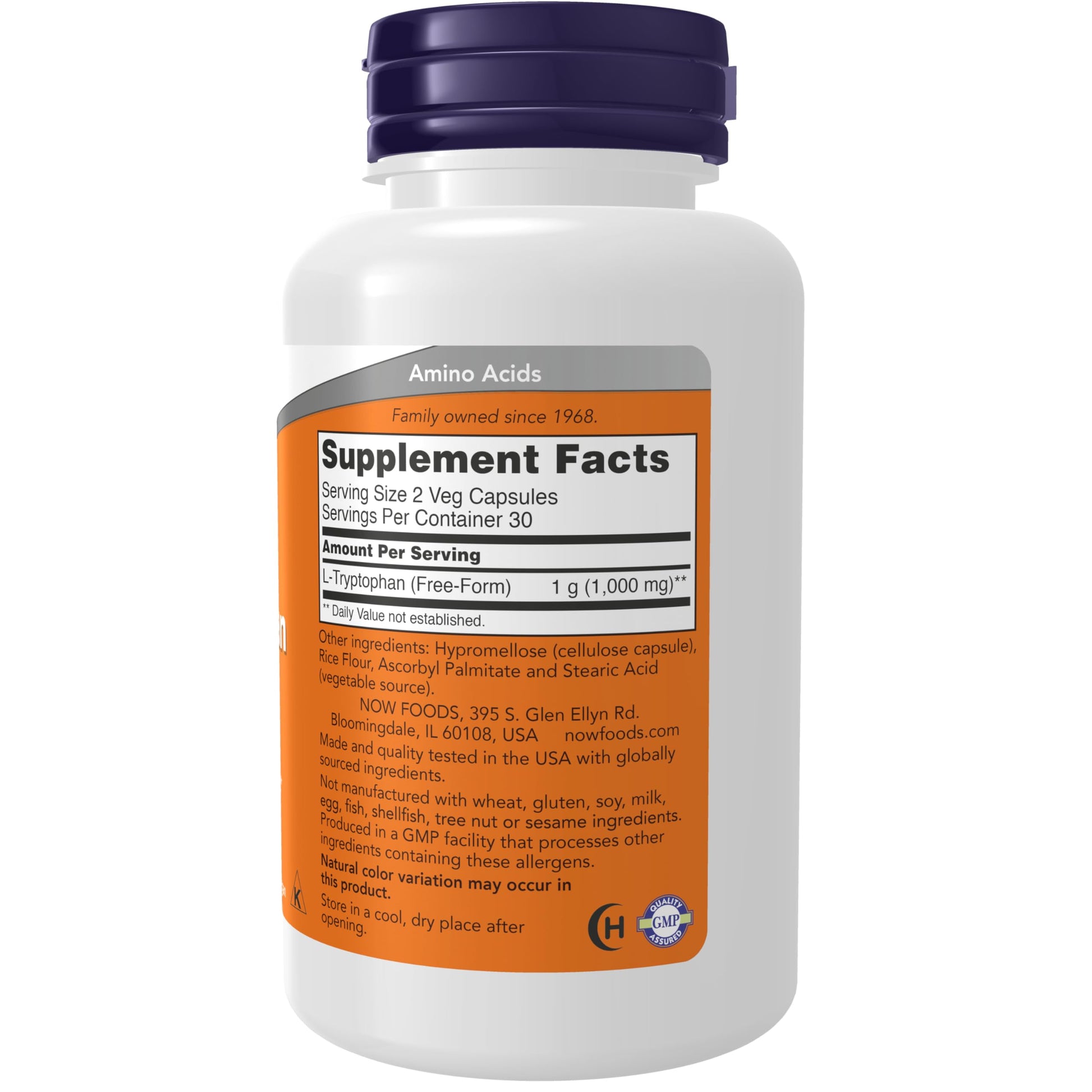 NOW Foods Supplements, L-Tryptophan 500 mg, Encourages Positive Mood*, Supports Relaxation*, 120 Veg Capsules Nirvana Guru