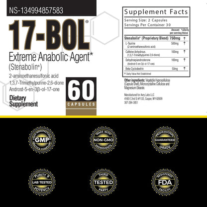 Avry Labs Extreme Anabolic Supplement – Pre-Workout Dietary Supplement, Lean Muscle Builder & Fat Burner – Supports Protein Synthesis, Testosterone Levels & Muscle Growth – Vegan, 60 Capsules Nirvana Guru