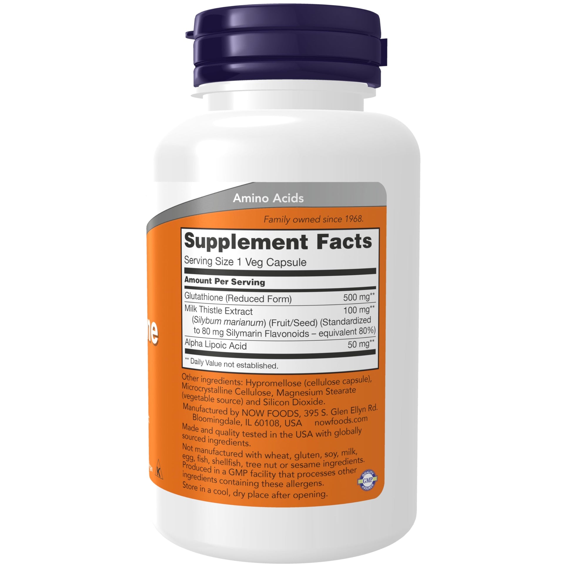 NOW Foods Supplements, Glutathione 500 mg, With Milk Thistle Extract & Alpha Lipoic Acid, Free Radical Neutralizer*, 60 Veg Capsules - Nirvana Guru