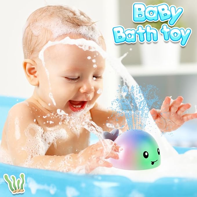 Baby Bath Toys, Toddler Bath Toys for Kids Ages 1-3, Light Up Whale Bath Toy Sprinkler, Pool Water Table Infant Baby Toys 6-12-18 Months, Bathtub Fountain Toy, Toddler 1st Birthday 1 2 3 Gifts nirvanaguru