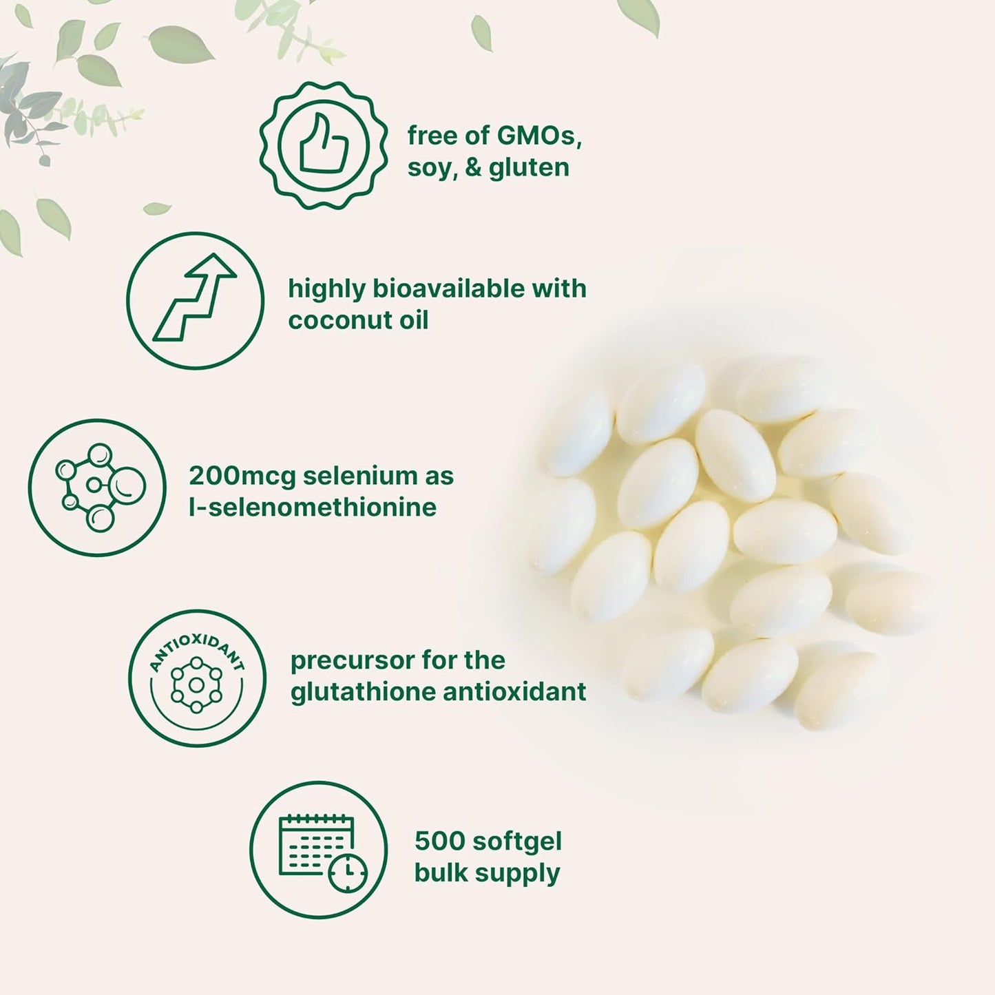 Selenium Supplement 200mcg, 500 Softgels with Coconut Oil | High Absorption | Essential Trace Mineral as L-Selenomethionine | Antioxidant for Energy, Heart, & Immune Support | Non-GMO, Gluten Free Nirvana Guru
