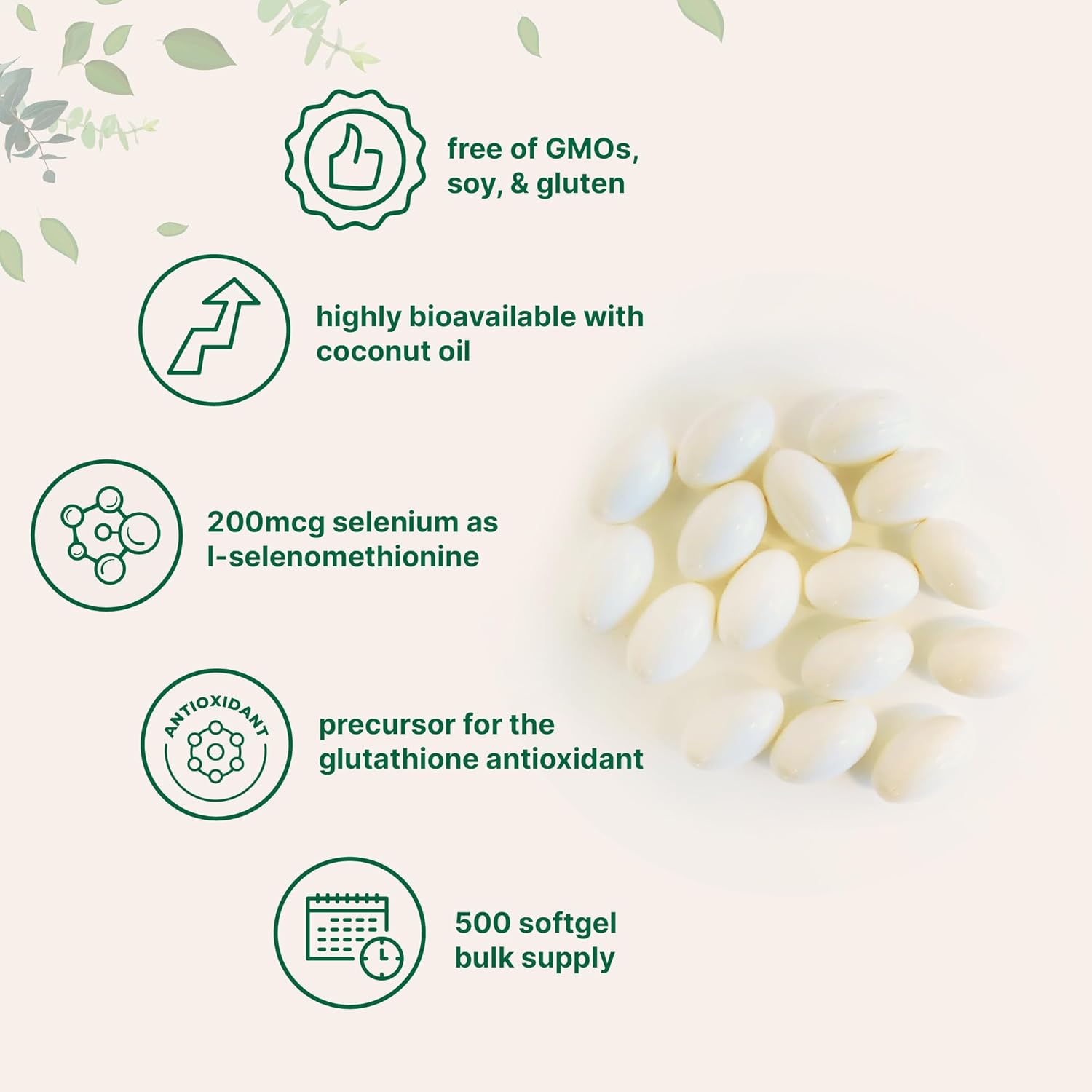 Selenium Supplement 200mcg, 500 Softgels with Coconut Oil | High Absorption | Essential Trace Mineral as L-Selenomethionine | Antioxidant for Energy, Heart, & Immune Support | Non-GMO, Gluten Free Nirvana Guru