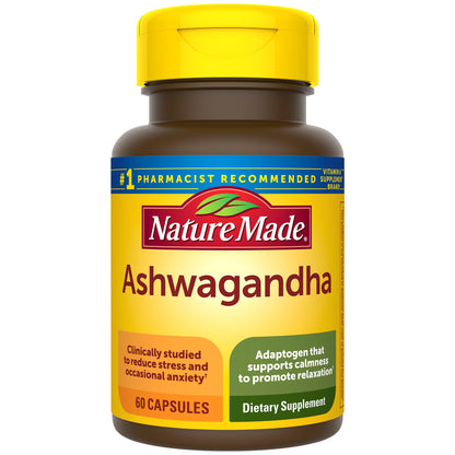 Nature Made Ashwagandha Capsules 125mg for Stress Support, 60 Capsules, 60 Day Supply - Nirvana Guru
