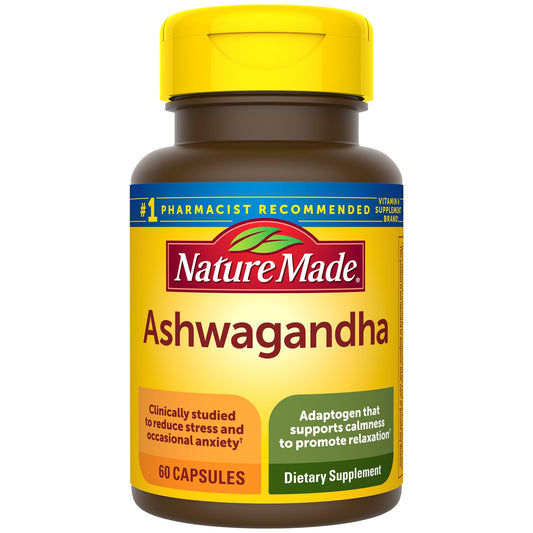 Nature Made Ashwagandha Capsules 125mg for Stress Support, 60 Capsules, 60 Day Supply - Nirvana Guru
