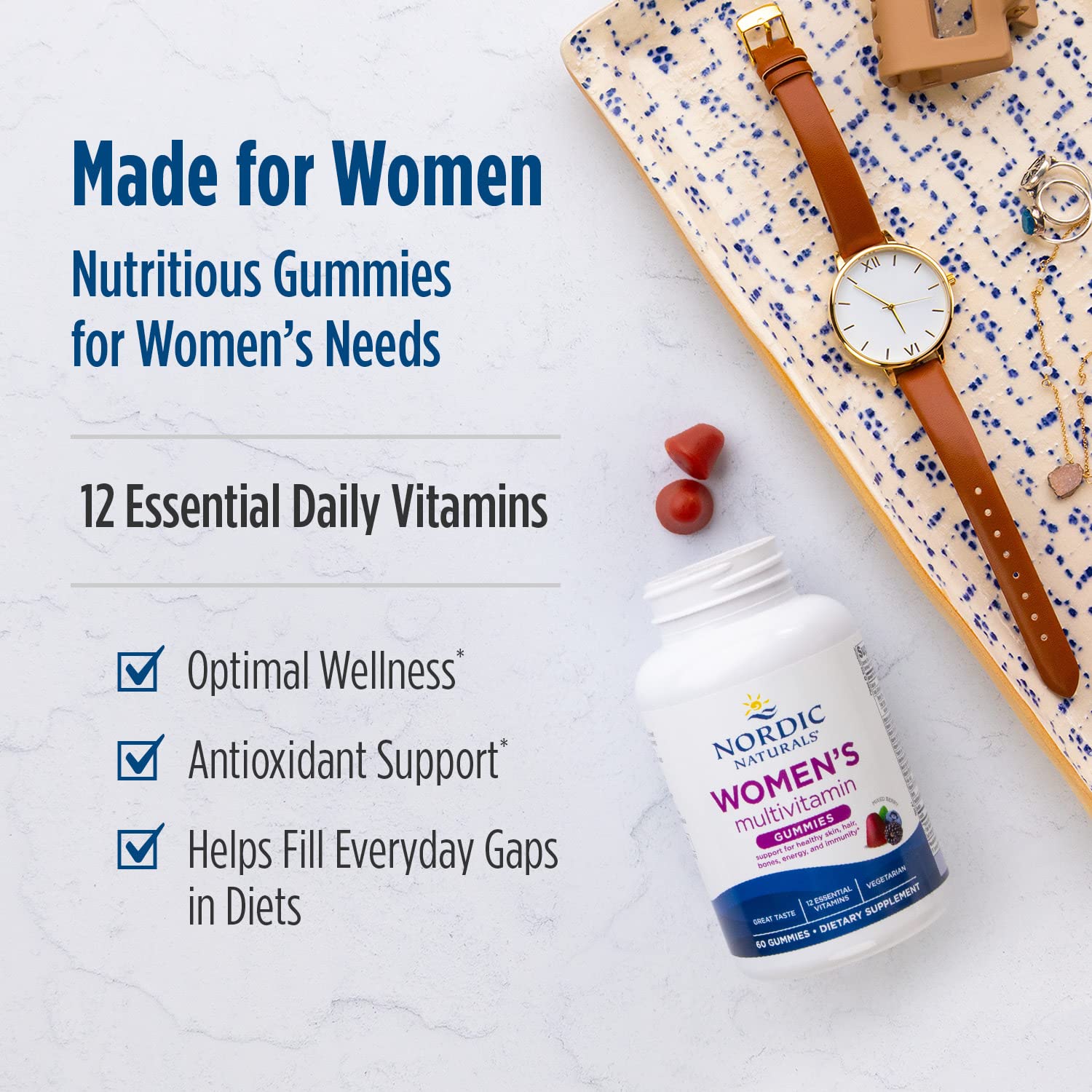 Nordic Naturals Men's Multivitamin Gummies, Mixed Berry - 60 Gummies - Support for Healthy Bones, Blood Vessels, Energy & Immunity - Non-GMO, Vegetarian - 30 Servings - Nirvana Guru