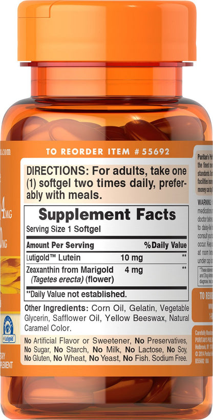 Puritan's Pride Premium Lutigold Lutein Carotenoid 40mg with Zeaxanthin for Men and Women, Dietary Supplement for Eye Health Support, 8 Month Supply, 120 Easy-to-Swallow Softgels Nirvana Guru