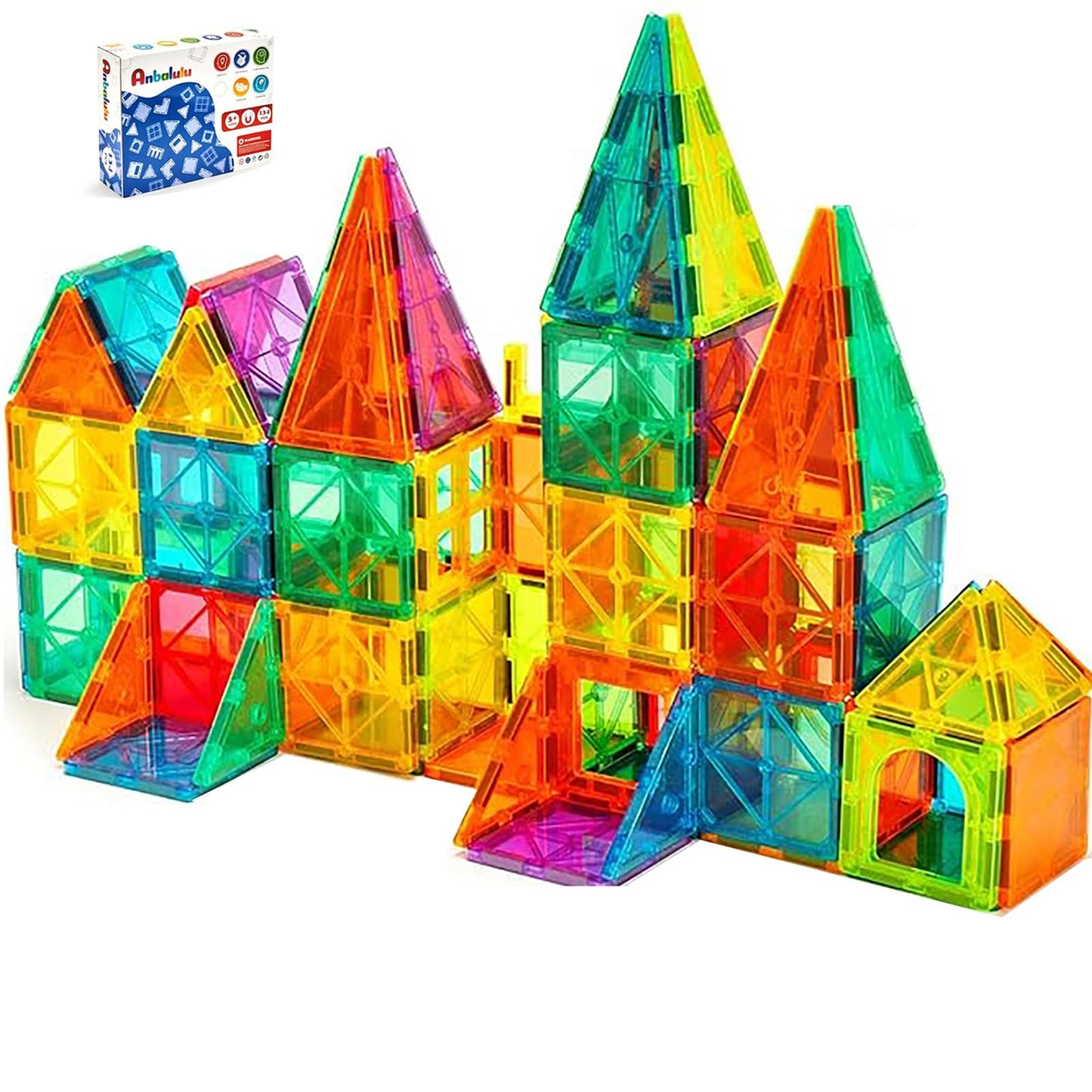 Magnetic Building Tiles, 134PCS Large Magnet Building Set,Magnetic Blocks, 3D STEM Stacking Toys, Magnets Toy for Kids Boys Girls Nirvana Guru