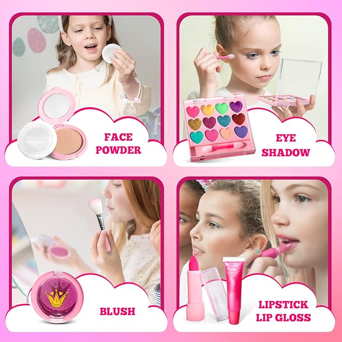ULOVEME Kids Real Makeup Kit for Girls with Fluffy Purse - Real, Non Toxic, Washable Make Up Toy - Umicorn Toys Gift for 3 4 5 6 7 8 Years Old Girls Birthday (Pink Umicorn) nirvanaguru