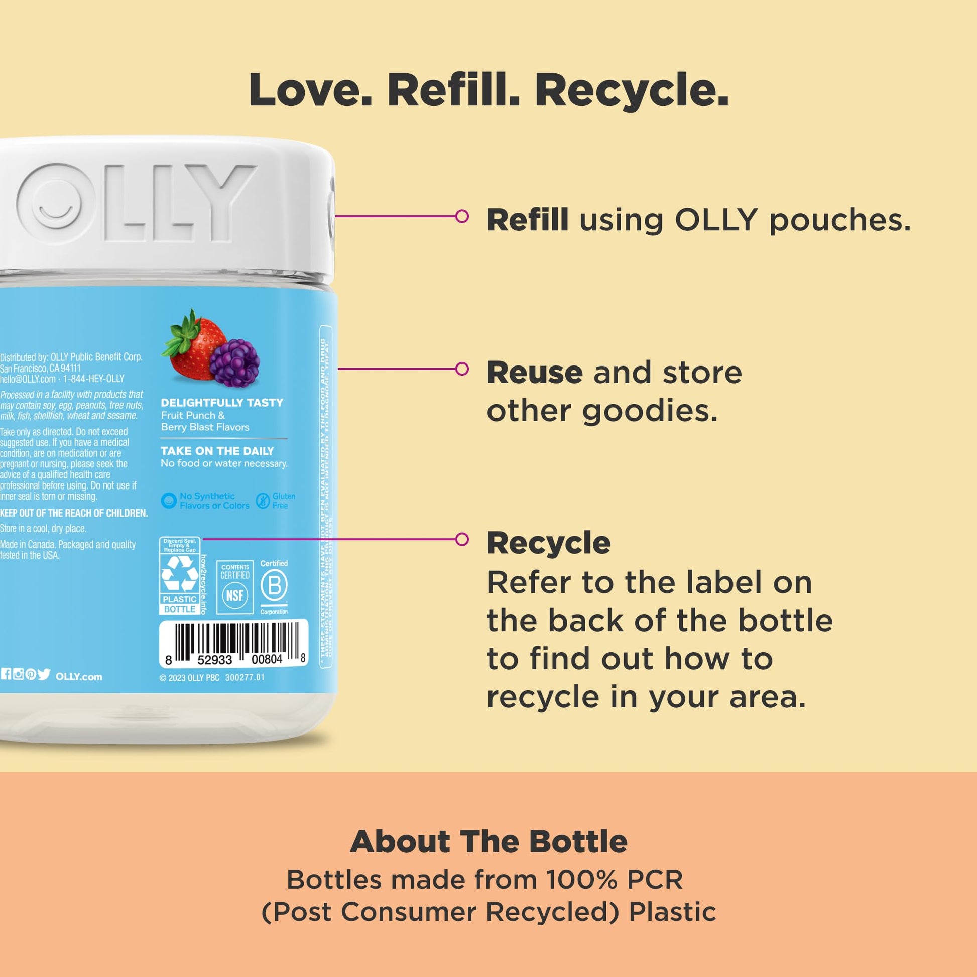 OLLY Kids Multivitamin & Probiotic Gummy, Digestive Support, Vitamins A, D, C, E, B, Zinc, Chewable Supplement, Berry Flavor, 50 day supply - 100 Count Nirvana Guru