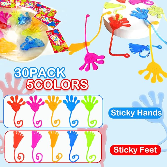 Party Favors Goodie Bag Stuffer Fillers for Kids (30 PCS), Halloween Large Sticky Hands & Feet for Birthday Pinata, Classroom Students Non Candy Treats Prizes Supplies Toy Gift for Toddlers Boys Girls nirvanaguru