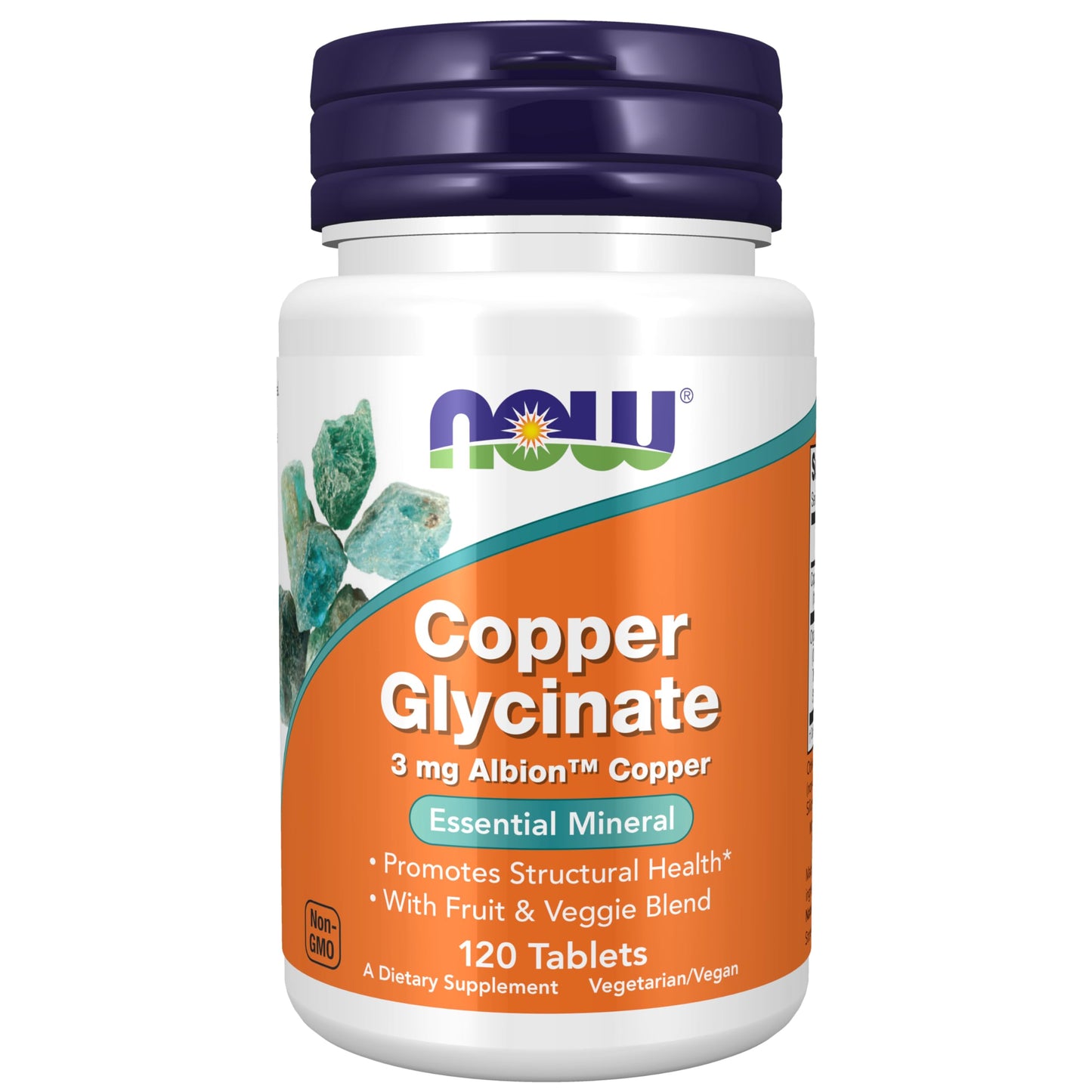 NOW Foods Supplements, Copper Glycinate with 3mg Albion Copper, Promotes Structural Health*, 120 Tablets, Light Gray, Tan - Nirvana Guru