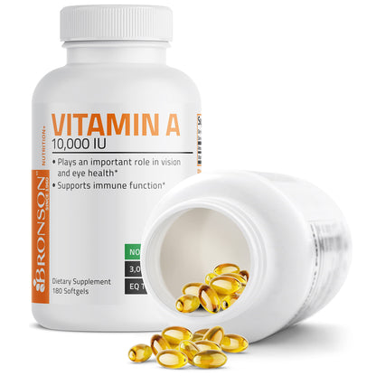 Bronson Vitamin A 10,000 IU Premium Non-GMO Formula Supports Healthy Vision & Immune System and Healthy Growth & Reproduction, 250 Softgels Nirvana Guru