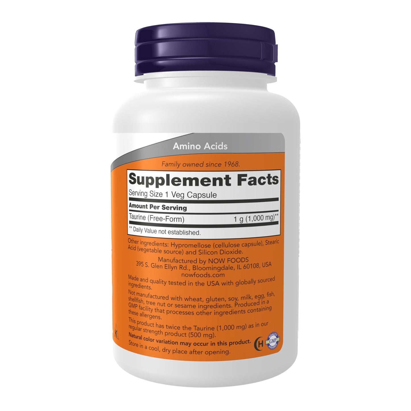 NOW Foods Supplements, Taurine 1,000 mg, Double Strength, Nervous System Health*, 100 Veg Capsules - Nirvana Guru
