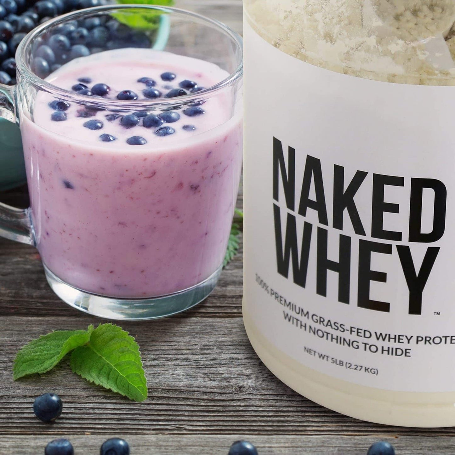 NAKED Whey Vanilla Protein Powder - Only 3 Ingredients - Grass Fed Whey Protein Powder, Vanilla Flavor, and Organic Coconut Sugar, No GMO, No Soy, and Gluten Free - 24 Servings