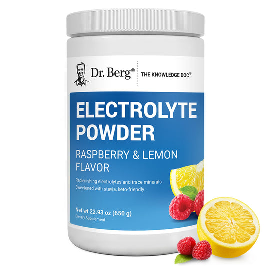 Dr. Berg Zero Sugar Hydration Keto Electrolyte Powder - Enhanced w/ 1000 mg of Potassium & Real Pink Himalayan Salt (NOT Table Salt) - Raspberry & Lemon Flavor Hydration Drink Supplement, 100 Servings - Nirvana Guru