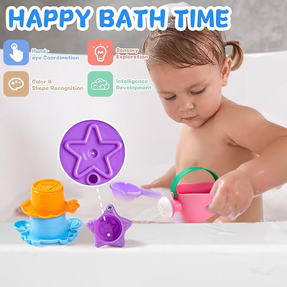 Baby Bath Toys for Kids Ages 1-3 5 PCS Toddler Bath Toys Mold Free for 2-4 Bathtub Sand Beach Pool Water Toddler Toys & Gifts (Color Random) nirvanaguru