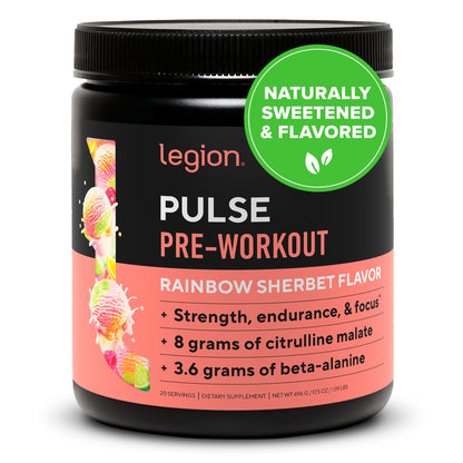 LEGION Pulse Pre Workout Supplement - All Natural Nitric Oxide Preworkout Drink to Boost Energy, Creatine Free, Naturally Sweetened, Beta Alanine, Citrulline, Alpha GPC (Fruit Punch) Nirvana Guru