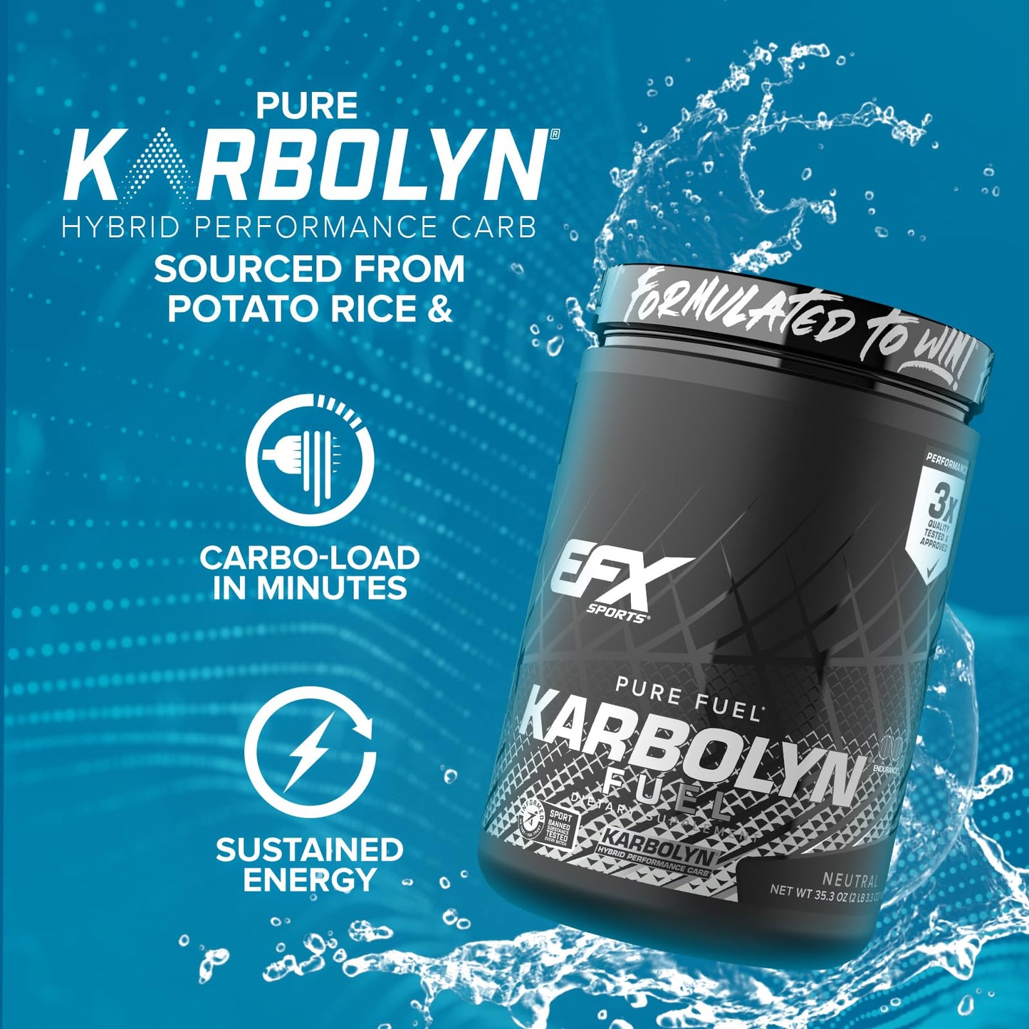 EFX Sports Karbolyn Fuel | Fast-Absorbing Carbohydrate Powder | Carb Load, Sustained Energy, Quick Recovery | Stimulant Free | 39 Servings (Neutral) Nirvana Guru