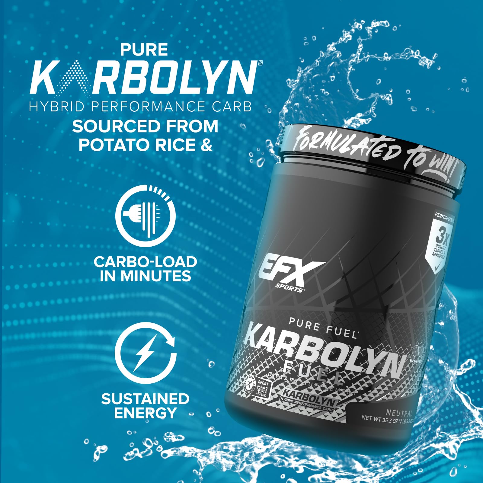 EFX Sports Karbolyn Fuel | Fast-Absorbing Carbohydrate Powder | Carb Load, Sustained Energy, Quick Recovery | Stimulant Free | 39 Servings (Neutral) Nirvana Guru