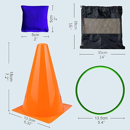unanscre 31PCS 3 in 1 Carnival Outdoor Games Combo Set for Kids, Soft Plastic Cones Bean Bags Ring Toss Game, Gift for Birthday Party/Xmas nirvanaguru